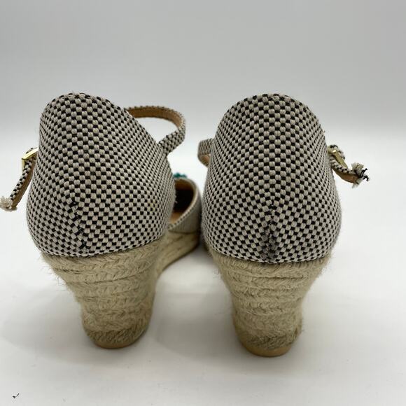 TALBOTS Wedge Two Tone Textured Floral Espadrille Heels Women's Sz 8.5 - Picture 4 of 10